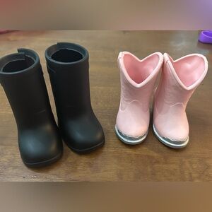 Pink Alexander pink doll boots and black tall boots for 18” dolls